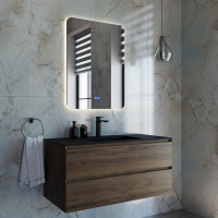 База под раковину Luka 1000 подвесная, 2 выкатных ящика soft-close, C.Oak - Gidratop.ru изображение