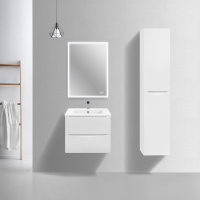 База под керамическую раковину Mia Slim 600 подвесная, 2 выкатных ящика soft close, G.White - Gidratop.ru изображение