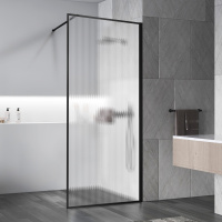 Душевая перегородка Walk-In VSW-1HP700FLB, 700*2000, черный матовый, стекло рифленое - Gidratop.ru изображение