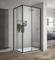 Душевой уголок Slim-U VSS-2SU8010CLB, 1000*800, м.черный, стекло прозрачное - Gidratop.ru изображение