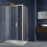 Душевой уголок Alpha VSR-3AL8014CLG, 1400*800, брашированное золото, стекло прозрачное