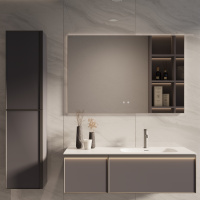 База под раковину Elise 1200 подвесная, правая, 2 выкатных ящика soft close, серый матовый - Gidratop.ru изображение