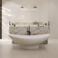 Ванна из искусственного камня ABBER Stein AS9610 белая матовая - Gidratop.ru изображение