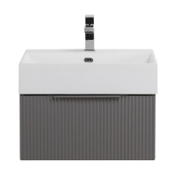 PREMIUM Тумба подвесная под раковину с выдвижным ящиком, 55414 Plisse Grigio nuvola, 50x44x25