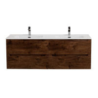 ETNA База под раковину подвесная с четырьмя выкатными ящиками для раковины с двумя чашами, Rovere Moro, 1404x462x500, ETNA-1400-4C-SO-2-RW - Gidratop.ru изображение