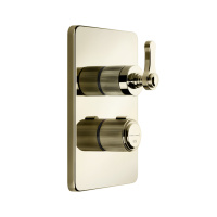 GESSI VENTI20 смеситель встраиваемый, термостатический, с переключателем на 3 положения, внешняя часть, цвет Brass PVD - Gidratop.ru изображение