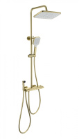 Душевая система с техническим душем и термостатом WONZON & WOGHAND MUSE Piano, Брашированное золото (WW-B4132-A-BG) - Gidratop.ru изображение