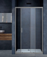 Душевая дверь Alpha VDS-3AL130CLGM, 1300, вороненая сталь, стекло прозрачное - Gidratop.ru изображение