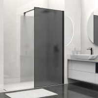 Душевая перегородка Walk-In VSW-1HS100GFB, 1000*2000, черный матовый, стекло матовое тонированное - Gidratop.ru изображение