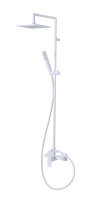 PORTA-CD-BIO Душевая колонна со смесителем для верхнего и ручного душа, верхний душ из нержавеющей стали, исполнение белый матовый - Gidratop.ru изображение