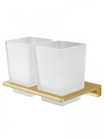 Два стакана для зубных щеток с держателем WONZON & WOGHAND ECLIPSE, Глянцевое золото (WW-9128-LG) - Gidratop.ru изображение