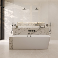 Ванна из искусственного камня ABBER Stein AS9621-1.7 L белая матовая - Gidratop.ru изображение