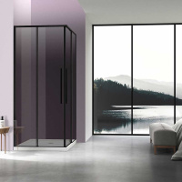 Душевой уголок Slim-N VSS-4SN9010CGB, 1000*900, черный, стекло тонированное - Gidratop.ru изображение