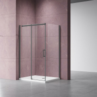 Душевой уголок Dice VSR-4D1014CLGM, 1400*1000, вороненая сталь, стекло прозрачное - Gidratop.ru изображение