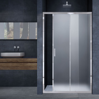 Душевая дверь Alpha VDS-3AL100MT, 1000, хром, стекло текстурное - Gidratop.ru изображение