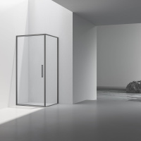 Душевой уголок Slim 8mm VSR-4SLP9090CLGM, 900*900, вороненая сталь, стекло прозрачное - Gidratop.ru изображение