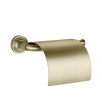 GESSI VENTI20 держатель туалетной бумаги, с крышкой, цвет Brushed Brass PVD - Gidratop.ru изображение