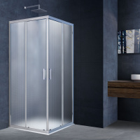 Душевой уголок Alpha VSS-3AL100MT, 1000*1000, хром, стекло текстурное - Gidratop.ru изображение