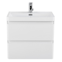 ENERGIA-N База под раковину подвесная с двумя выкатными ящиками, с доводчиками ENERGIA-N-600-2C-SO-BL Bianco Lucido, 600x420x500 - Gidratop.ru изображение