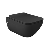 GESSI Origini Total Look унитаз подвесной 474х358х350 мм, с сиденьем микролифт, петли хром, с сифоном, цвет Matt Black Ceramic - Gidratop.ru изображение