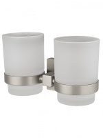 Два стакана для зубных щеток с держателем WONZON & WOGHAND POLO, Брашированный никель (WW-8928-BN) - Gidratop.ru изображение