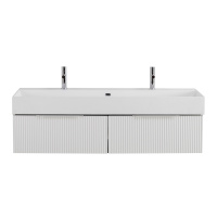 PREMIUM Тумба подвесная под раковину с двумя выдвижными ящиками, 55426 Plisse Bianco opaco, 120x44x25 - Gidratop.ru изображение