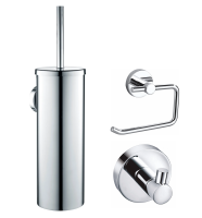 Набор аксессуаров из 3 предметов (крючок, держатель для бумаги, ершик) WONZON & WOGHAND, Хром (WW-8100-CR) - Gidratop.ru изображение