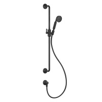 GESSI VENTI20 штанга для душа 800 мм., с ручным душем, шлангом 1500 мм. и подводом воды, цвет черный матовый - Gidratop.ru изображение