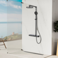 Душевая стойка Aspire VSFS-4AS1GM с изливом, вороненая сталь - Gidratop.ru изображение