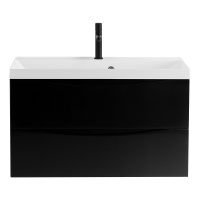 MARINO База под раковину подвесная с двумя выкатными ящиками, Nero Lucido, 800x450x500, MARINO-800-2C-SO-NL-P - Gidratop.ru изображение