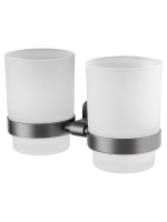 Два стакана для зубных щеток с держателем WONZON & WOGHAND GRAFFITY, Темный графит (WW-9328-GM) - Gidratop.ru изображение