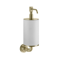 GESSI VENTI20 дозатор для жидкого мыла подвесной, цвет белый, фурнитура Brushed Brass PVD - Gidratop.ru изображение