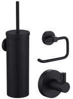 Набор аксессуаров из 3 предметов (крючок, держатель для бумаги, ершик) WONZON & WOGHAND, Черный (WW-8100-BL) - Gidratop.ru изображение