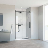 Душевая дверь Como Soft VDS-1CS120CLGM, 1200, вороненая сталь, стекло прозрачное - Gidratop.ru изображение