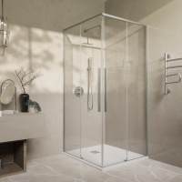 Душевой уголок Slim-N VSS-4SN9010CLBN, 1000*900, брашированный никель, стекло прозрачное - Gidratop.ru изображение