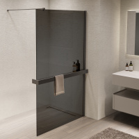 Душевая перегородка Walk-In VSW-1HR110CGGM, 1100*2000, вороненая сталь, стекло тонированное - Gidratop.ru изображение