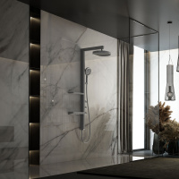 Душевая стойка Inspire VSFS-3I11GM с изливом, 30см верх душ, вороненая сталь - Gidratop.ru изображение