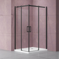 Душевой уголок Dice VSS-4D900CLB, 900*900, черный, стекло прозрачное - Gidratop.ru изображение