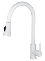 Смеситель для кухни с выдвижным изливом WONZON & WOGHAND, Белый матовый (WW-121E201L-MW)