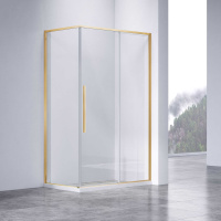 Душевой уголок Slim-N VSR-4SN8014CLG, 1400*800, брашированное золото, стекло прозрачное - Gidratop.ru изображение