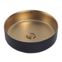 Раковина накладная ABBER Bequem AC2109BG матовое золото с черным - Gidratop.ru изображение