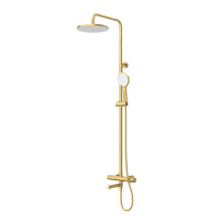 RELAX-CVD-BORO Душевая стойка со смесителем и изливом, брашированное золото - Gidratop.ru изображение