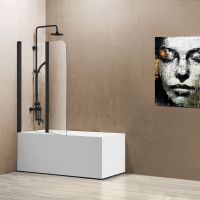 Душевая шторка на ванну VSB-12114CLB, 1140*1400, черный, стекло прозрачное - Gidratop.ru изображение