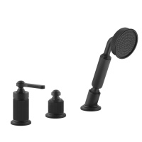 GESSI VENTI20 смеситель для установки на борт ванны на 3 отверстия, однорычажный, без излива, с ручным душем и шлангом 1500 мм., цвет черный матовый - Gidratop.ru изображение