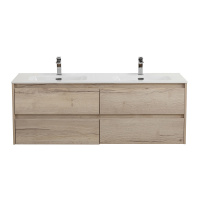 KRAFT База под раковину подвесная с четырьмя выкатными ящиками для раковины с двумя чашами, Rovere Galifax Bianco, 1400x460x500, KRAFT-1400-4C-SO-2-RGB - Gidratop.ru изображение