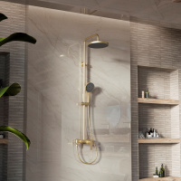 Душевая стойка VSFS-413BG с изливом, брашированное золото - Gidratop.ru изображение