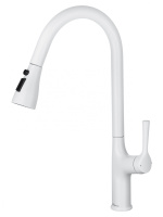 Смеситель для кухни с выдвижным изливом WONZON & WOGHAND, Белый матовый (WW-AE54123-MW) - Gidratop.ru изображение