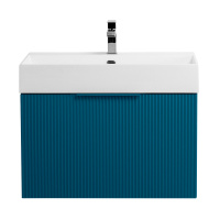 PREMIUM Тумба подвесная под раковину с выдвижным ящиком и внутренним ящиком, 55438 Plisse Blu petrolio, 70x44x43 - Gidratop.ru изображение