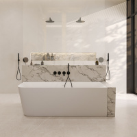 Ванна из искусственного камня ABBER Stein AS9621-1.7 R белая матовая - Gidratop.ru изображение