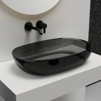 Раковина накладная прозрачная ABBER Kristall AT2805Onyx черная - Gidratop.ru изображение